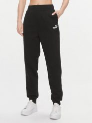 Puma Spodnie dresowe Ess+ Embroidery 670007 Czarny Regular Fit. Czarne spodnie dresowe Puma, bez wzorów, z bawełny. Za 249.99 zł.