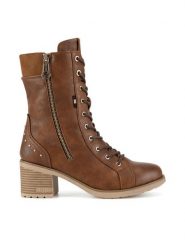 Mustang Botki 1441-508-307 Brązowy. Brązowe botki Mustang, bez wzorów, bez obcasa, na słupku, bez zapięcia. Za 279.99 zł.