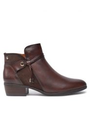 Pikolinos Botki W1U-8505 Brązowy. Brązowe botki Pikolinos, bez wzorów, ze skóry, bez obcasa, na słupku, bez zapięcia. Za 649.99 zł.