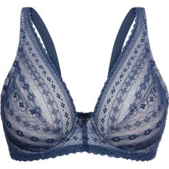 Biustonosz bonprix ciemnoniebiesko-cielisty. Niebieskie biustonosze sportowe bonprix, bez wzorów, z koronki. Za 54.99 zł.