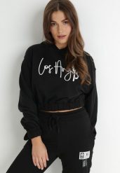 Czarna Bluza Krótka z Kapturem Lamaara. Czarne bluzy z kapturem Born2be, l, bez wzorów, z bawełny, z kapturem. W wyprzedaży za 84.99 zł.