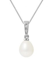 Pearline Złoty naszyjnik z diamentami i perłami słodkowodnymi - dł. 42 cm rozmiar: onesize. Szare naszyjniki Pearline, z materiału, z diamentem, złote. Za 948.99 zł.