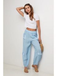 Lin Passion Lniane spodnie w kolorze błękitnym rozmiar: 38/40. Niebieskie spodnie materiałowe Lin Passion, bez wzorów, ze lnu, klasyczne, z standardowym stanem. Za 130.99 zł.