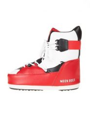 Moon Boot Kozaki zimowe w kolorze biało-czerwono-czarnym rozmiar: 39-40. Białe kozaki Moon Boot, na zimę, bez wzorów, z materiału, eleganckie, bez obcasa, bez zapięcia. Za 290.57 zł.