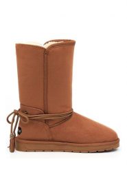 Blackfield Kozaki zimowe "Eowin" w kolorze jasnobrązowym rozmiar: 41. Brązowe kozaki Blackfield, na zimę, z aplikacjami, z materiału, eleganckie, z okrągłym noskiem, bez obcasa, bez zapięcia. Za 197.95 zł.
