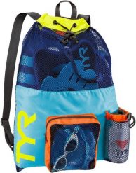 Torba z siatką do pływania Tyr Big Mesh mummy 40L. Niebieskie torby sportowe TYR, bez wzorów, z materiału. Za 136.50 zł.