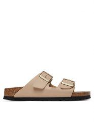 Birkenstock Klapki Arizona 1031438 Beżowy. Brązowe klapki Birkenstock, bez wzorów, ze skóry, bez obcasa, bez zapięcia. Za 429.99 zł.