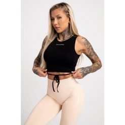 Top fitness damski Gym Glamour wiązany. Czarne topy sportowe GYM GLAMOUR, xs, bez wzorów, na fitness i siłownię. Za 99.99 zł.