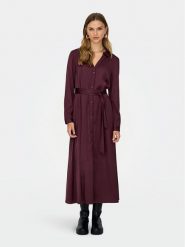 ONLY Sukienka koszulowa Mika 15361725 Bordowy Regular Fit. Czerwone sukienki ONLY, xs, bez wzorów, z syntetyku, bez kołnierzyka, bez ramiączek, koszulowe. Za 229.99 zł.