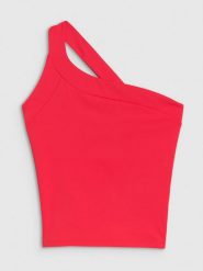 4F Crop-top slim z asymetrycznym ramiączkiem damski - czerwony S. Czerwone topy 4f, s, bez wzorów, z dzianiny, sportowe, z asymetrycznym kołnierzem, bez ramiączek. W wyprzedaży za 39.99 zł.