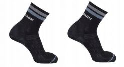Skarpety sportowe Salomon Sonic Quarter odblaskowe paski. Czarne skarpetki Salomon, bez wzorów, z elastanu. Za 59.00 zł.