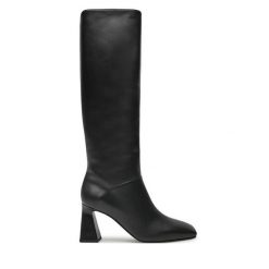 Kozaki Pollini. Czarne kozaki Pollini, bez wzorów, bez obcasa, na słupku, bez zapięcia. Za 2,599.00 zł.