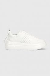 Red Valentino sneakersy skórzane kolor biały 2Q2S0E11STP. Białe buty sportowe lifestyle Red Valentino, bez wzorów, sportowe, z okrągłym noskiem, bez zapięcia. Za 1,859.90 zł.