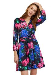 Orsay Sukienka w kolorze czarno-różowo-niebieskim rozmiar: 40. Czarne sukienki Orsay, bez wzorów, z tkaniny, bez kołnierzyka, bez ramiączek, mini. Za 96.37 zł.