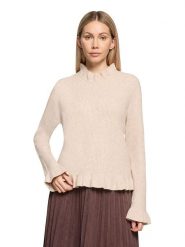 CARTOON Sweter w kolorze beżowym rozmiar: 44. Brązowe swetry Cartoon, bez wzorów, ze splotem, bez ramiączek. Za 169.95 zł.