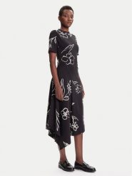 Desigual Sukienka codzienna Calma 25WWVK44 Czarny Regular Fit. Czarne sukienki Desigual, na co dzień, xl, bez wzorów, z bawełny, bez kołnierzyka, bez ramiączek, proste. Za 419.99 zł.