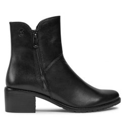 Botki Caprice. Czarne botki Caprice, bez wzorów, bez obcasa, na płaskiej podeszwie, bez zapięcia. Za 249.99 zł.