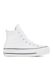 Converse Trampki Chuck Taylor All Star Lift Clean Hi 561676C Biały. Białe trampki Converse, bez wzorów, ze skóry, retro, bez zapięcia. Za 309.99 zł.