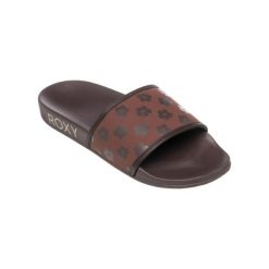 Sandały dla Kobiety SLIPPY IV. Brązowe sandały Roxy, bez wzorów, z gumy, sportowe, bez obcasa, bez zapięcia. Za 99.99 zł.