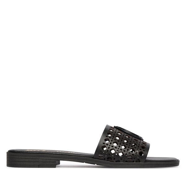 Klapki Just Cavalli. Czarne klapki Just Cavalli, bez wzorów, bez obcasa, bez zapięcia. Za 495.99 zł.