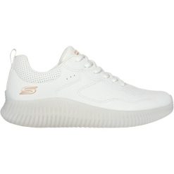 Trampki damska Skechers Bobs Geo How Marvelous Biały. Białe buty sportowe lifestyle Skechers, bez wzorów, ze skóry ekologicznej, bez zapięcia. Za 390.00 zł.