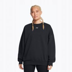 Bluza Damska Sportowa Under Armour Rival Fleece OS Crew. Czarne bluzy bez kaptura Under Armour, bez wzorów, bez kaptura, do biegania. Za 118.99 zł.