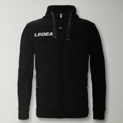 Bluza Junior Sarajevo Full Zip do biegania czarna. Czarne bluzy z kapturem LEGEA, bez wzorów, z bawełny, z kapturem, do biegania. Za 180.00 zł.