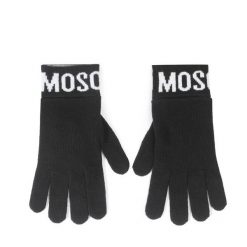 Rękawiczki Damskie MOSCHINO. Czarne rękawiczki MOSCHINO, bez wzorów, z dzianiny. Za 389.99 zł.