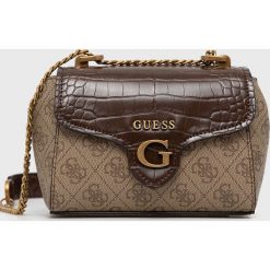Guess torebka kolor brązowy. Brązowe listonoszki Guess, z aplikacjami, na ramię, bez dodatków. Za 519.99 zł.