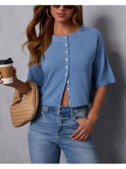 Milan Kiss Kardigan w kolorze błękitnym rozmiar: S. Niebieskie swetry Milan Kiss, s, bez wzorów, bez ramiączek. Za 139.54 zł.