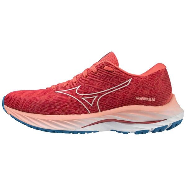 Buty do biegania damskie Mizuno Wave Rider 26. Czerwone buty do biegania Mizuno, bez wzorów, bez zapięcia, do biegania, mizuno wave. Za 429.99 zł.