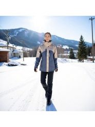 Alpine Pro Kurtka narciarska "Deara 2" w kolorze beżowo-niebieskim rozmiar: XL. Brązowe kurtki narciarskie Alpine Pro, m, bez wzorów, bez kaptura, narciarskie. Za 573.71 zł.