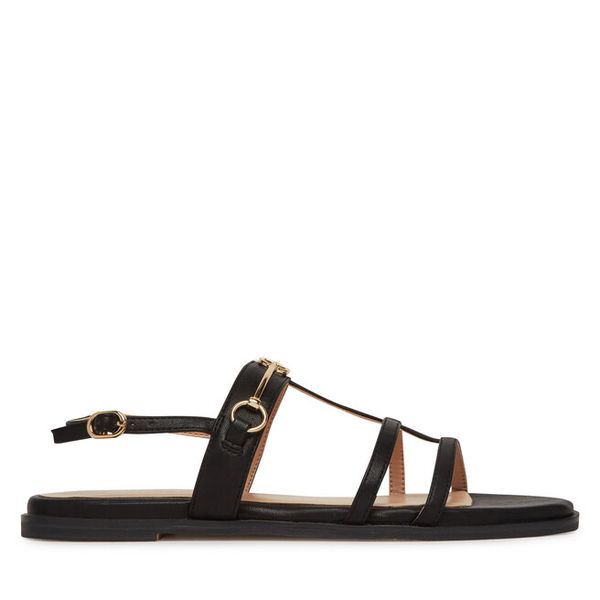 Sandały TWINSET. Czarne sandały Twinset, bez wzorów, bez obcasa, na płaskiej podeszwie, bez zapięcia. Za 629.99 zł.