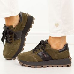 Khaki skórzane sneakersy damskie Filippo Dp7983/26. Brązowe buty sportowe lifestyle Filippo, na jesień, bez wzorów, z dzianiny, sportowe, z okrągłym noskiem, bez zapięcia. Za 299.00 zł.