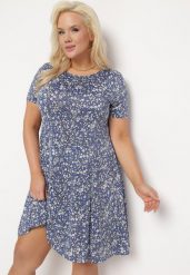 Niebieska Sukienka Mini w Drobne Kwiatki z Elastycznej Wiskozy Megarra. Niebieskie sukienki Born2be, m, bez wzorów, z wiskozy, bez kołnierzyka, bez ramiączek, mini. Za 69.99 zł.