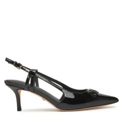 Sandały Guess. Czarne sandały Guess, z aplikacjami, bez obcasa, na szpilce, bez zapięcia. Za 1,239.00 zł.