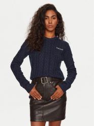 Guess Jeans Sweter W4BR13 Z3HN2 Granatowy Regular Fit. Niebieskie swetry Guess Jeans, xxl, z aplikacjami, z jeansu, bez ramiączek. Za 229.99 zł.