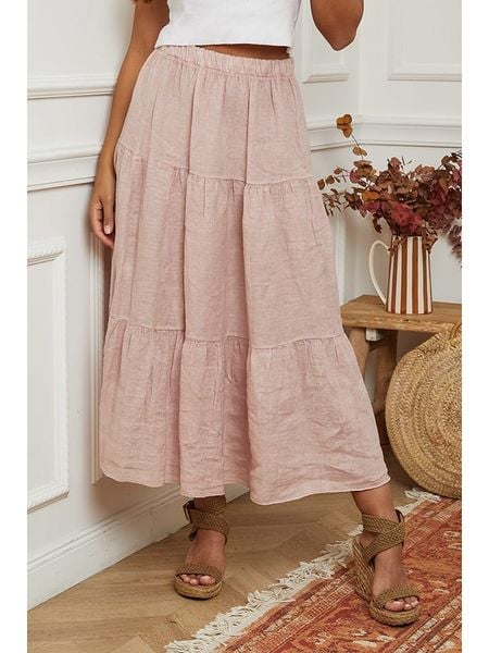 La Compagnie Du Lin Lniana spódnica w kolorze jasnoróżowym rozmiar: S. Różowe spódnice La Compagnie Du Lin, s, bez wzorów, ze lnu, maxi. Za 202.50 zł.