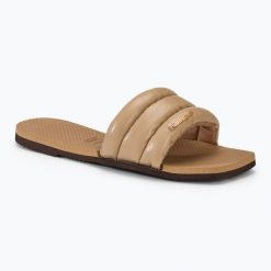 Klapki damskie Havaianas You Milan. Brązowe klapki Havaianas, bez wzorów, z materiału, eleganckie, bez obcasa, bez zapięcia. Za 119.99 zł.