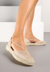 Beżowe Espadryle z Plecioną Podeszwą i Wycięciem po Bokach Anniran. Brązowe espadryle Born2be, bez wzorów, z satyny, casualowe, bez obcasa. W wyprzedaży za 71.99 zł.