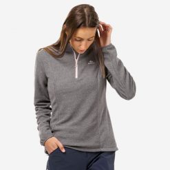 Polar turystyczny damski Quechua MH100. Białe bluzy z polaru QUECHUA, m, bez wzorów, z materiału, trekkingowe. Za 49.99 zł.