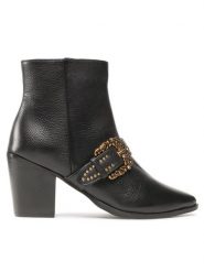 TWINSET Botki 222TCT048 Czarny. Czarne botki Twinset, bez wzorów, ze skóry, bez obcasa, na słupku, bez zapięcia. Za 739.99 zł.