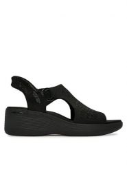 Skechers Sandały Martha Stewart: Pier-Lite - Park Path 188001/BBK Czarny. Czarne sandały Skechers, bez wzorów, z materiału, bez obcasa, na koturnie, bez zapięcia. Za 359.99 zł.