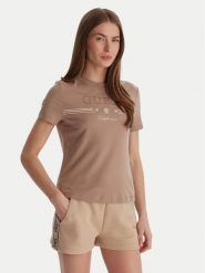 Guess T-Shirt V6GI06 K2967 Beżowy Regular Fit. Brązowe t-shirty Guess, xl, z aplikacjami, z lyocellu, bez kołnierzyka, bez ramiączek. Za 209.99 zł.