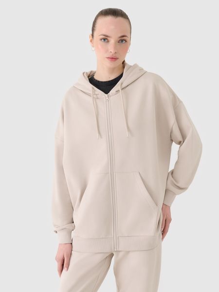 4F Bluza dresowa rozpinana z kapturem damska - beżowa XL. Brązowe bluzy z kapturem 4f, xl, bez wzorów, z bawełny, z kapturem. W wyprzedaży za 119.99 zł.