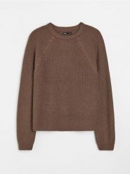 Sweter chunky z raglanowymi rękawami - brązowy. Brązowe swetry Sinsay, l, bez wzorów, bez ramiączek. Za 39.99 zł.