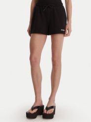 Guess Szorty sportowe E6GD01 KCRZ1 Czarny Relaxed Fit. Czarne szorty sportowe Guess, z aplikacjami, z bawełny. Za 179.99 zł.