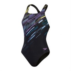 Damski kostium kąpielowy 1-częściowy Speedo Eco+m Dig Print Medalist. Czarne stroje jednoczęściowe Speedo, bez wzorów, sportowe. Za 1,304.49 zł.