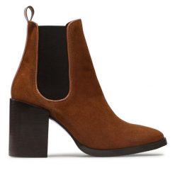 Botki Rage Age. Brązowe botki Rage Age, bez wzorów, bez obcasa, na słupku, bez zapięcia. Za 319.99 zł.