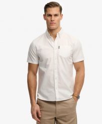 Superdry Koszula Oxford krótkie rękawy z bawełny organicznej – OPTIC. Białe koszule Superdry, s, bez wzorów, z bawełny, klasyczne, bez kołnierzyka, bez ramiączek. Za 336.50 zł.